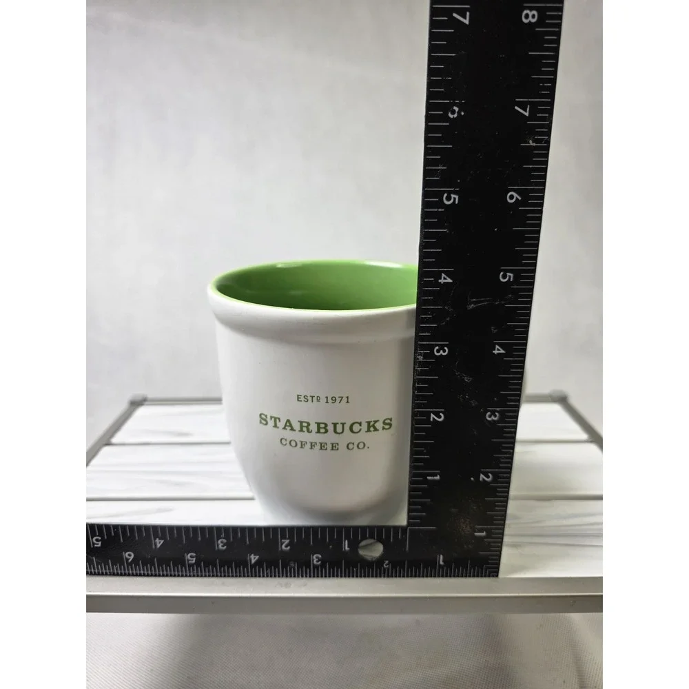 Starbucks Abbey Coffee Mug White Green Interior ESTD 1971 18oz 2007